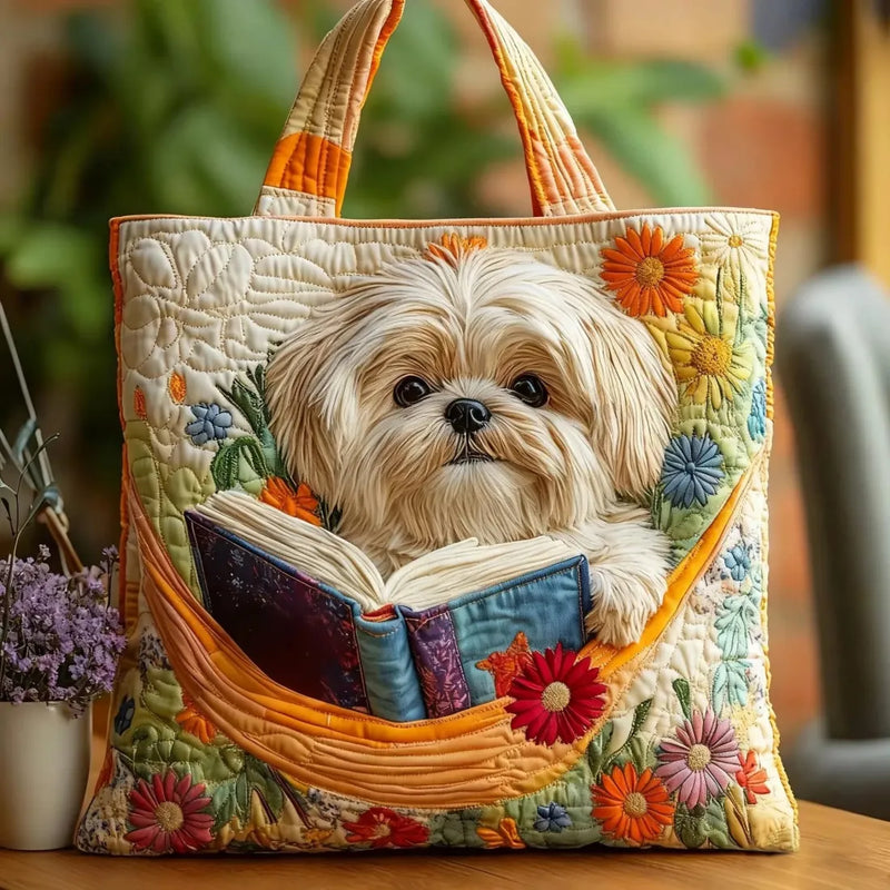 Torbica — Shih Tzu s Knjigami in Cvetjem